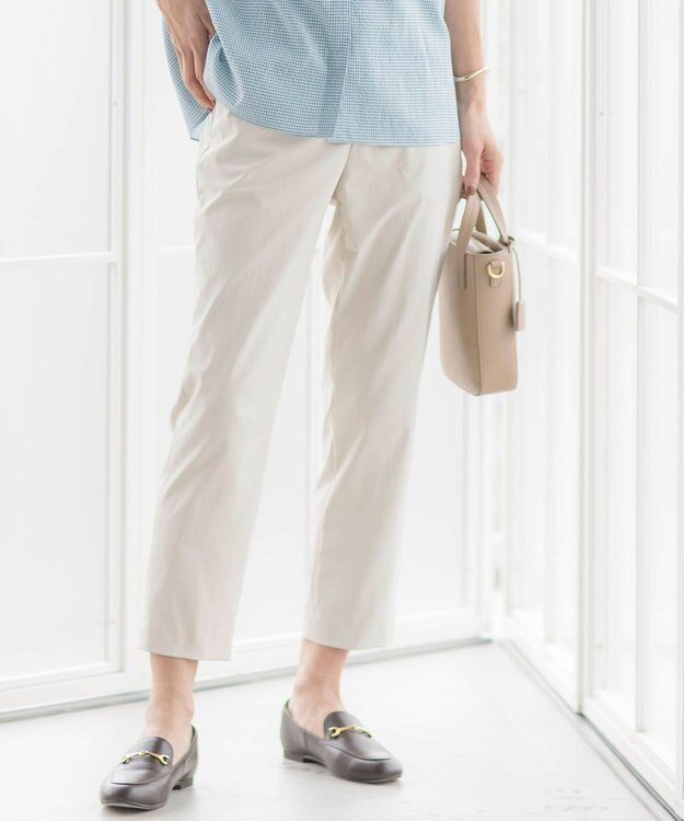 J.PRESS LADIES L 【洗える・撥水】中空タスランチノ テーパード パンツ グレージュ系