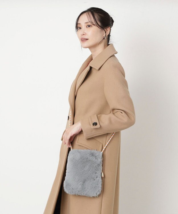 MOONBAT 【ファーバッグ 】2WAYスマートフォンポシェット  フェイクファー グレー