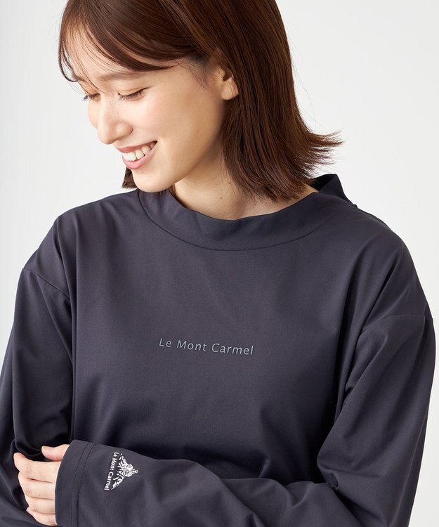 SHARE PARK LADIES 【UVカット・吸水速乾・ストレッチ・軽量 】モックネックＴシャツ グレー系