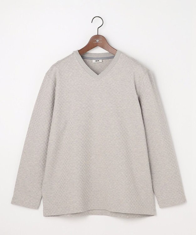 JOSEPH ABBOUD 【キングサイズ・上質な肌触りと美しい光沢感 】ブロックリンクス 長袖Ｔシャツ　26SSモデル ライトグレー系