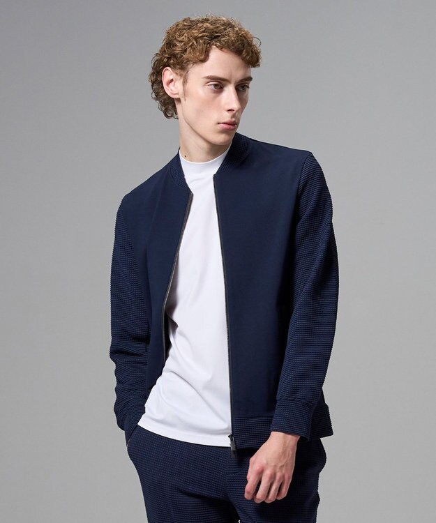 JOSEPH HOMME 【オリジナル素材】ライトタックジャージー ジップアップブルゾン ネイビー系