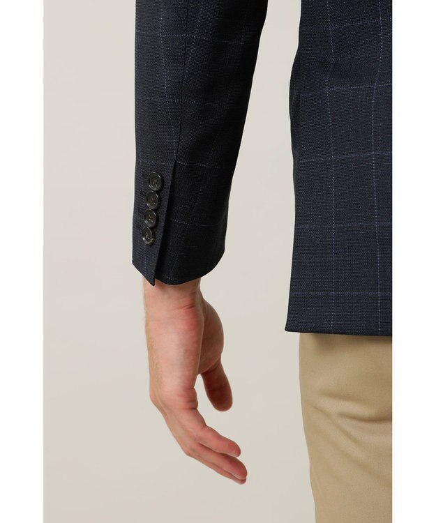 DAKS ウールチェックジャケット ネイビー