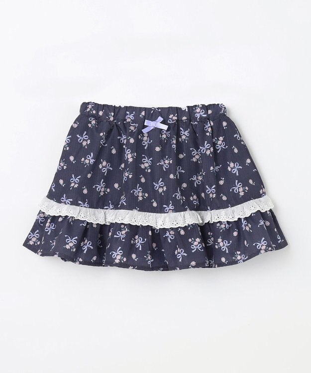 ANY KIDS フラワー×リボン スカパン ネイビー