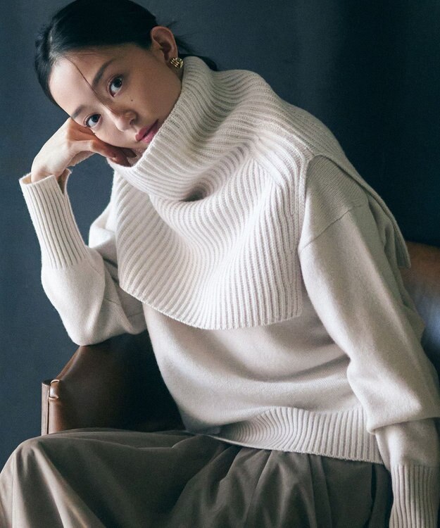 23区 ウールカシミヤ ネックウォーマー ベージュ系