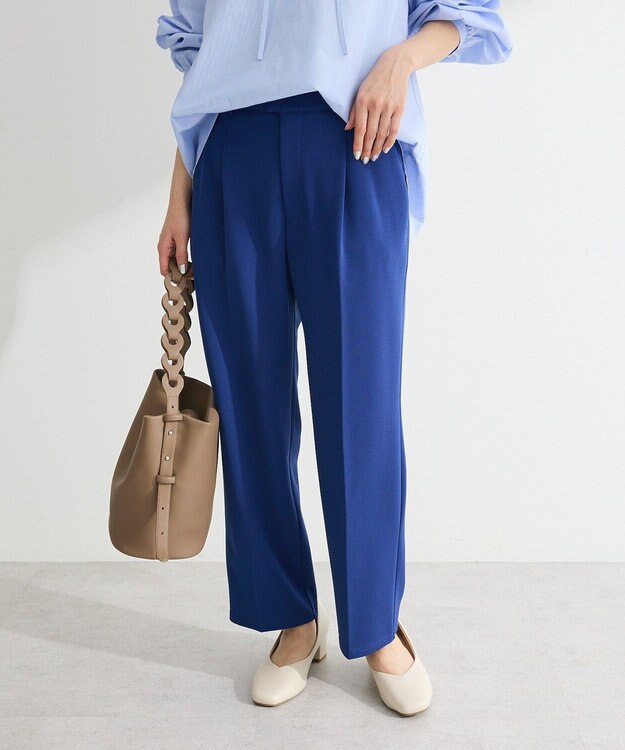 Green Parks きれいシルエット接触冷感テーパードパンツ Blue