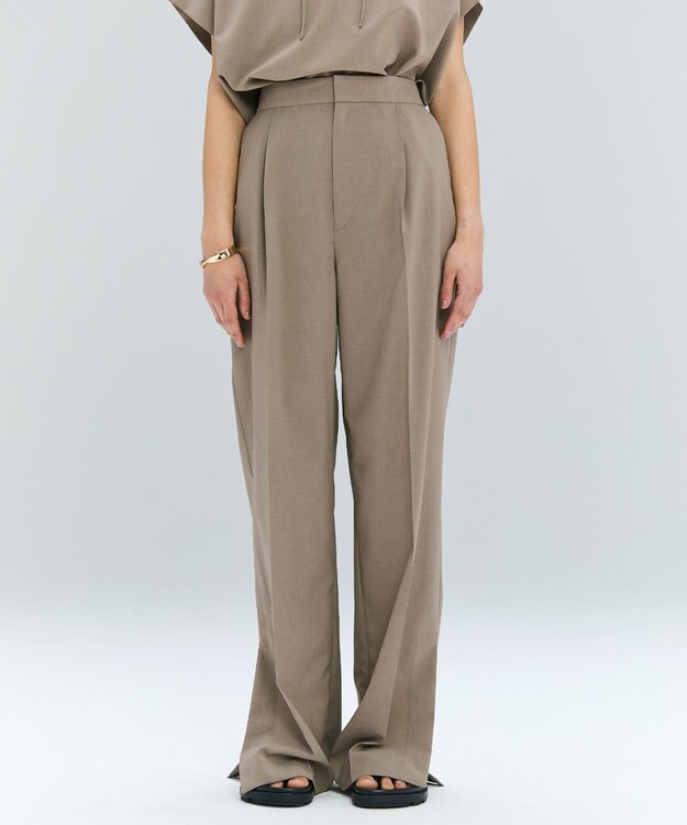 BEIGE， 【洗える/接触冷感/速乾/UVケア対応・Precious ９月号掲載】BATEAU / イージーウエストサイドスリットタックパンツ Taupe