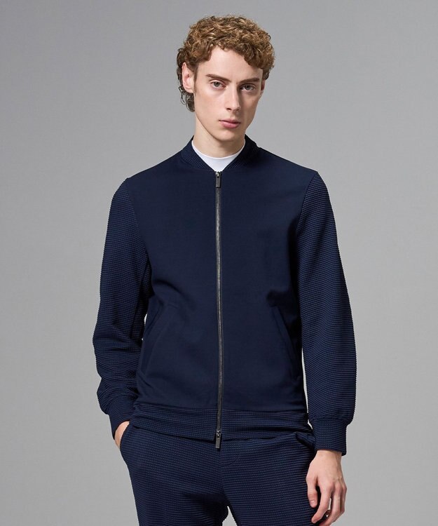 JOSEPH HOMME 【オリジナル素材】ライトタックジャージー ジップアップブルゾン ネイビー系