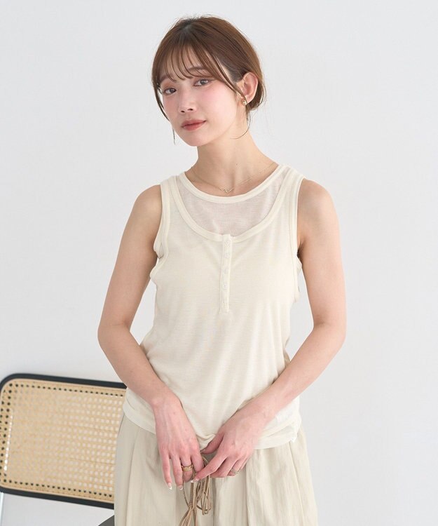 earth music&ecology 【SET】シアーフライスレイヤードタンクトップ Ivory