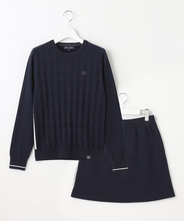 23区GOLF 嬉しいセット企画【ニット＋リバーシブルスカート】【WOMEN】 カラーニットアップ ネイビー系