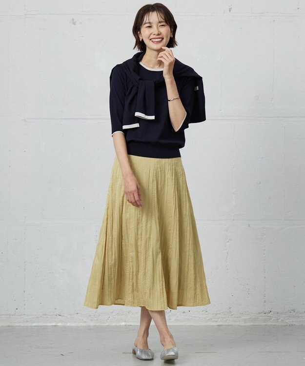 J.PRESS LADIES L 【洗える・ニットセット】TRIM TWIN ニット ネイビー×ベージュ系