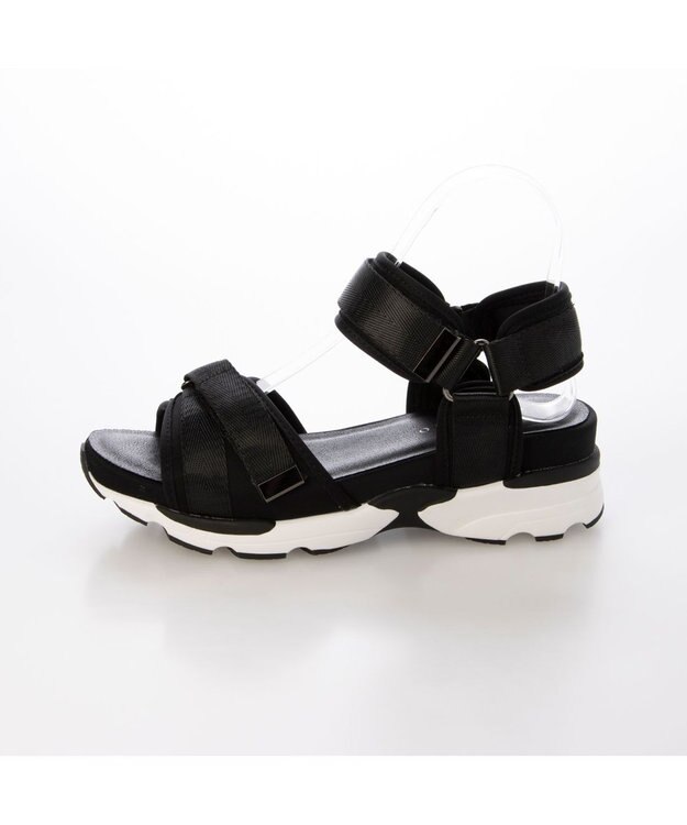 MODE ET JACOMO <carino>厚底クロスベルトスポーツサンダル ブラック