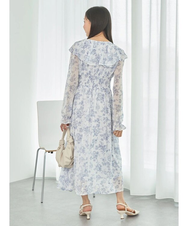 earth music&ecology 隠れバンビ花柄ワンピース Blue