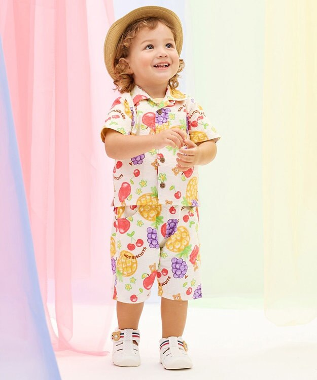 MIKI HOUSE HOT BISCUITS 【ビーンズ×フルーツシリーズ】【80-120cm】オープンカラーシャツ アイボリー