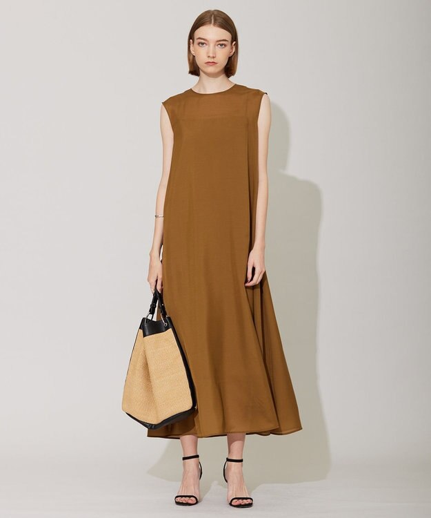 ICB L 【洗える】 キュプラシルクローン ワンピース キャメル系