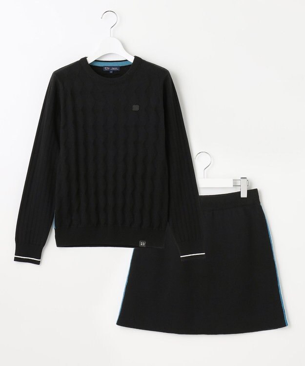 23区GOLF 嬉しいセット企画【ニット＋リバーシブルスカート】【WOMEN】 カラーニットアップ ブラック系