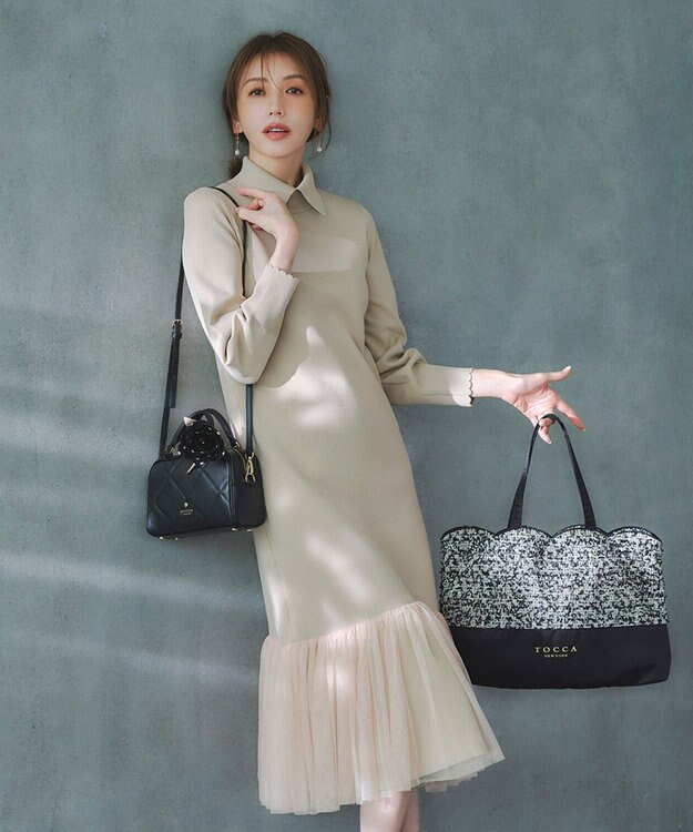 TOCCA 【百田夏菜子さん着用】SWEETS BAR ニットドレス ベージュ系