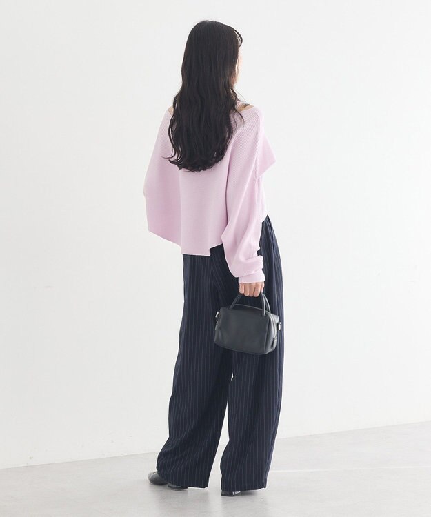 earth music&ecology バルーンパンツ Stripe Navy