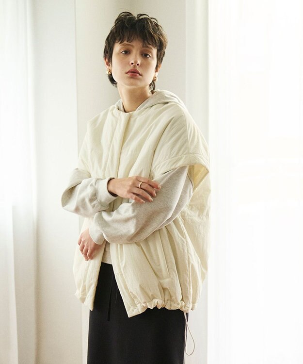 #Newans 【撥水/洗える】ビックスクエア中綿ベスト ホワイト