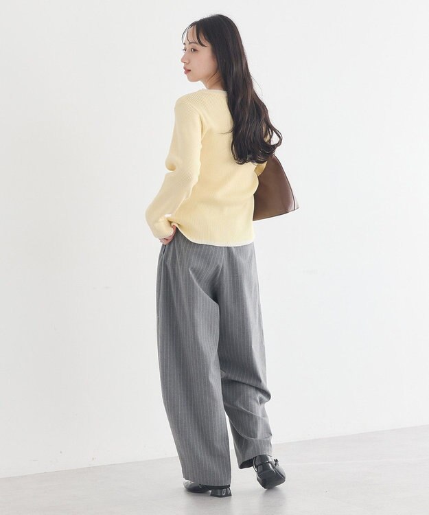 earth music&ecology バルーンパンツ Stripe Gray