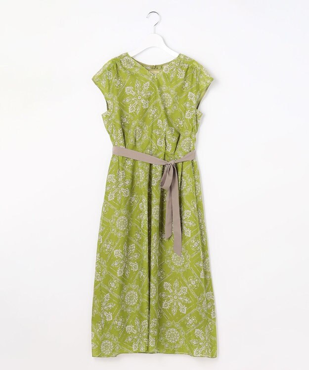 自由区 S 【カタログ掲載】ロータスタイルプリント ワンピース ピスタチオ