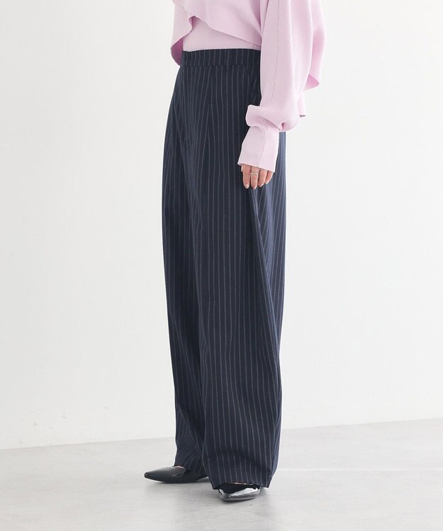 earth music&ecology バルーンパンツ Stripe Navy