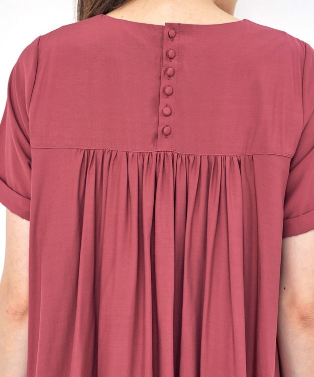 Tiaclasse 【洗える】バックギャザーフレアチュニックブラウス ピンク