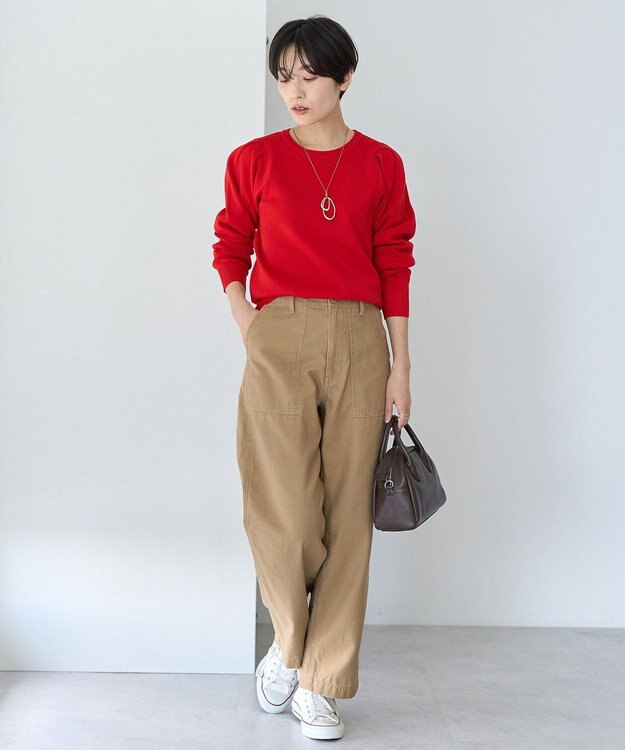 AMERICAN HOLIC エコカルットショルダータックニットプルオーバー Red