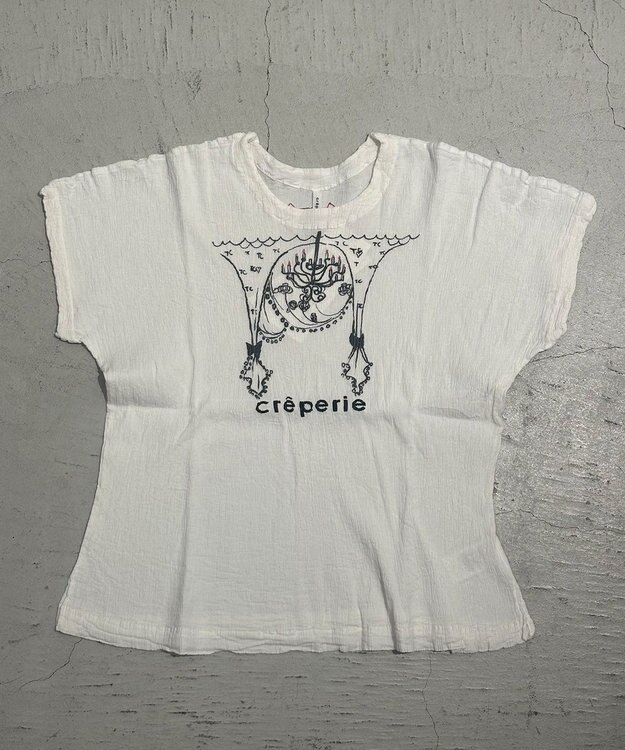 crêprie tsumori chisato creperie HAND PRINT T-SHIRT CHANDELIA クレプリ シャンデリアプリント ドルマンTシャツ WHITE