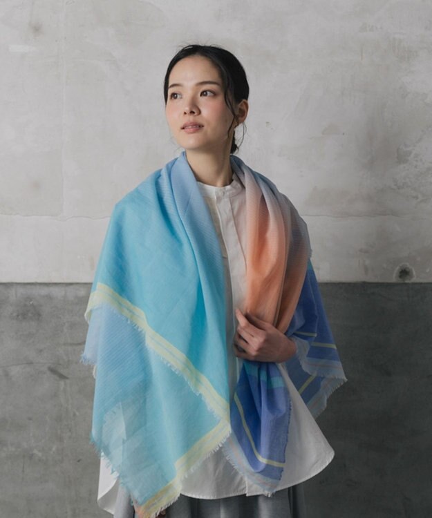 POLS 播州織 極細コットンストール ブルー