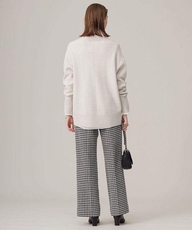 ICB L ハウンドトゥースツイード ワイドストレートパンツ オフホワイト×ブラック系