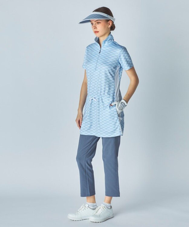 FILA GOLF／marie claire 【Marie claire sports】ロゴ柄ハーフジップチュニック ライトブルー