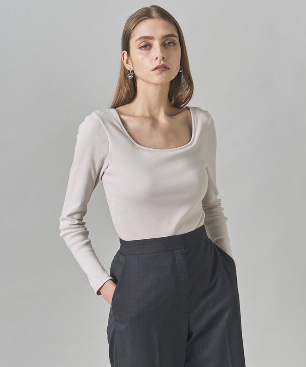 ICB 【洗える】【OUR WACOAL コラボ】カップイン スクエアネックロングTシャツ トープ系