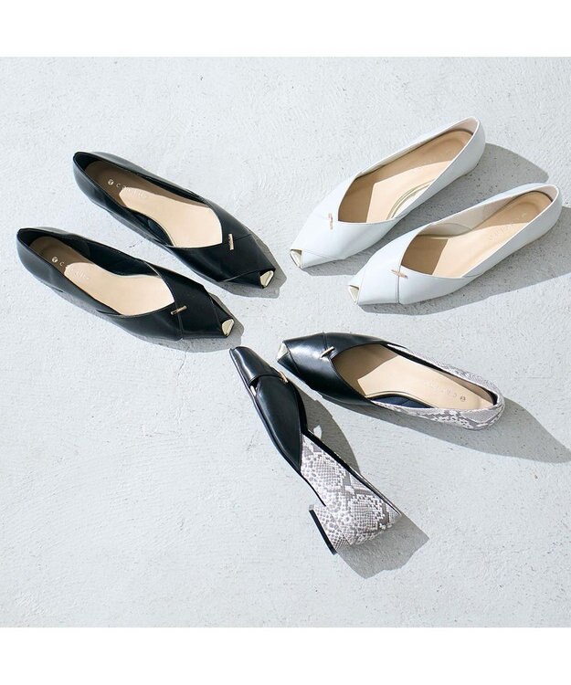 MODE ET JACOMO <carino>オープントゥパンプス グレー