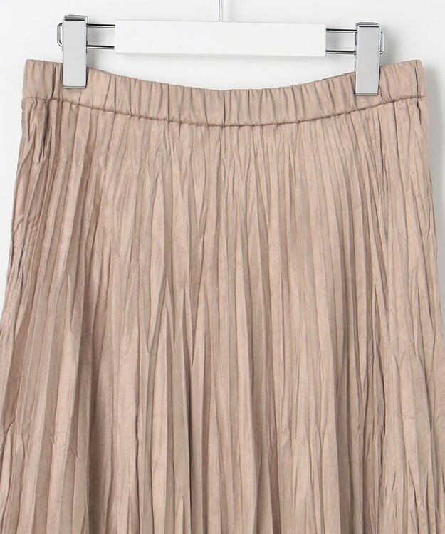 J.PRESS LADIES S ライトマイクロスエード プリーツ スカート ベージュ系