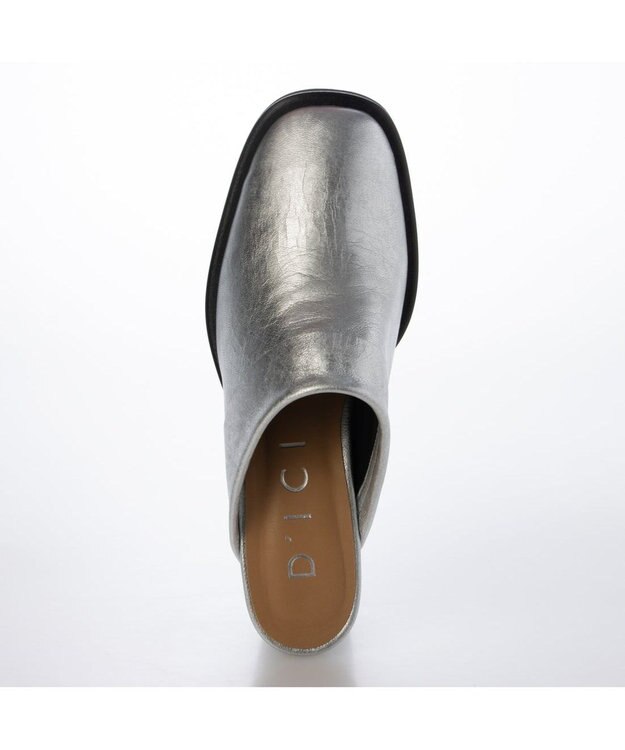 MODE ET JACOMO <D'ICI>クラシカルチャンキーヒールミュール シルバー