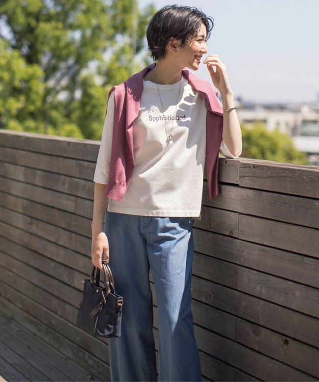 J.PRESS LADIES L ロゴTシャツ ホワイト系