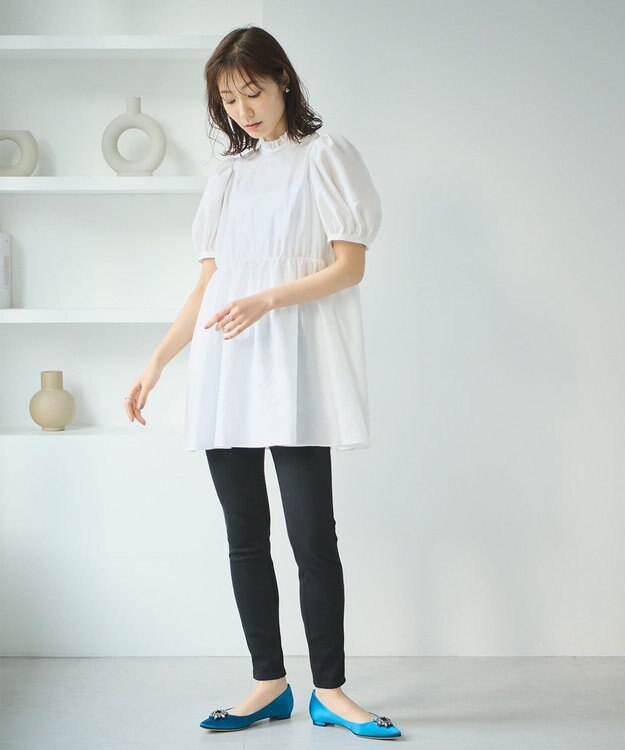 #Newans 【ANSWER for 骨格ウェーブ】フリルカラーパフスリーブチュニック ホワイト系