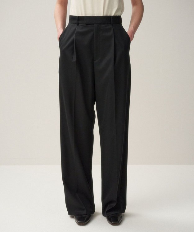 ATON COMPACT WOOL | ストレートパンツ NAVY