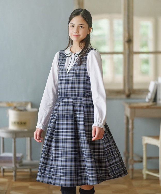 組曲 KIDS 【150-170㎝】ダブルカラー ブラウス オフホワイト系