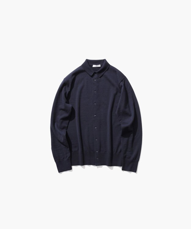 ATON WOOSTED WOOL | ポロカーディガン NAVY