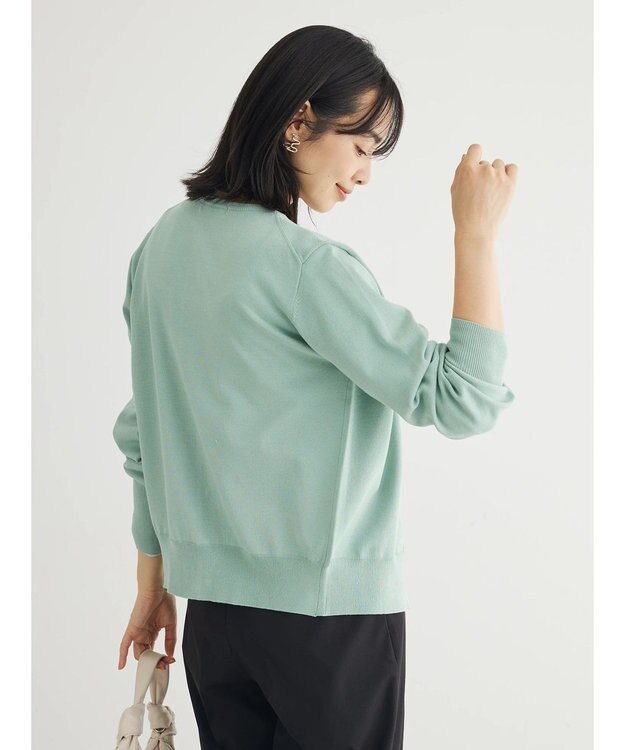 Green Parks 洗える　クルーネックカーディガン Light Gray