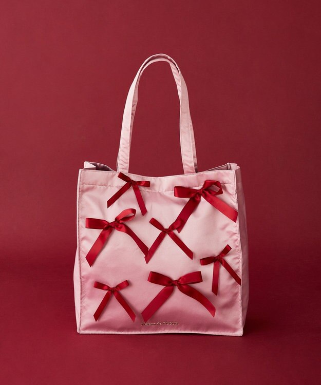 Maison de FLEUR リボンサテンスクエアトートバッグ Pink