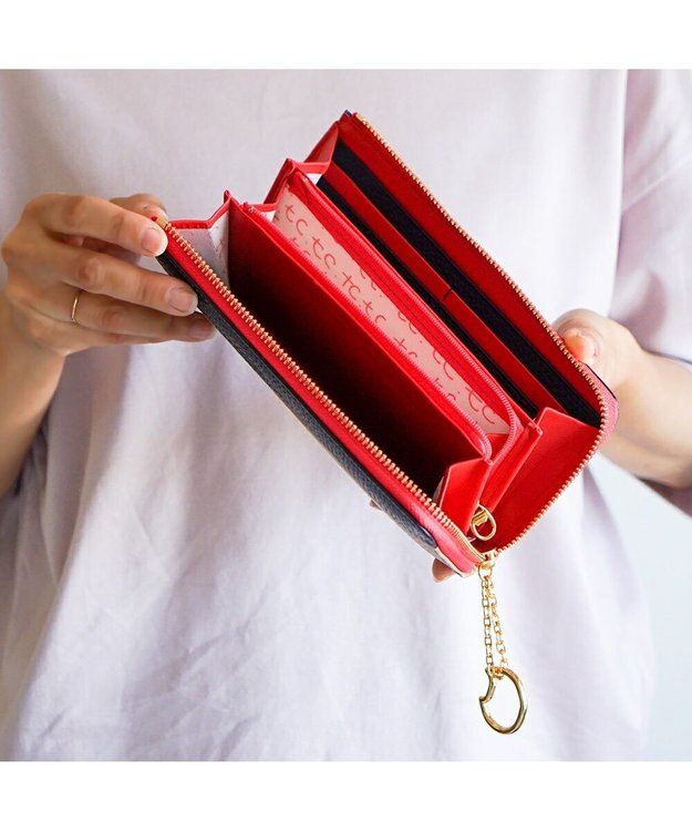 tsumori chisato CARRY シュリンクコンビ　Lファスナー　長財布 ベージュ