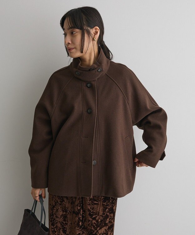 CRAFT STANDARD BOUTIQUE スタンドカラーメルトンショートコート Brown