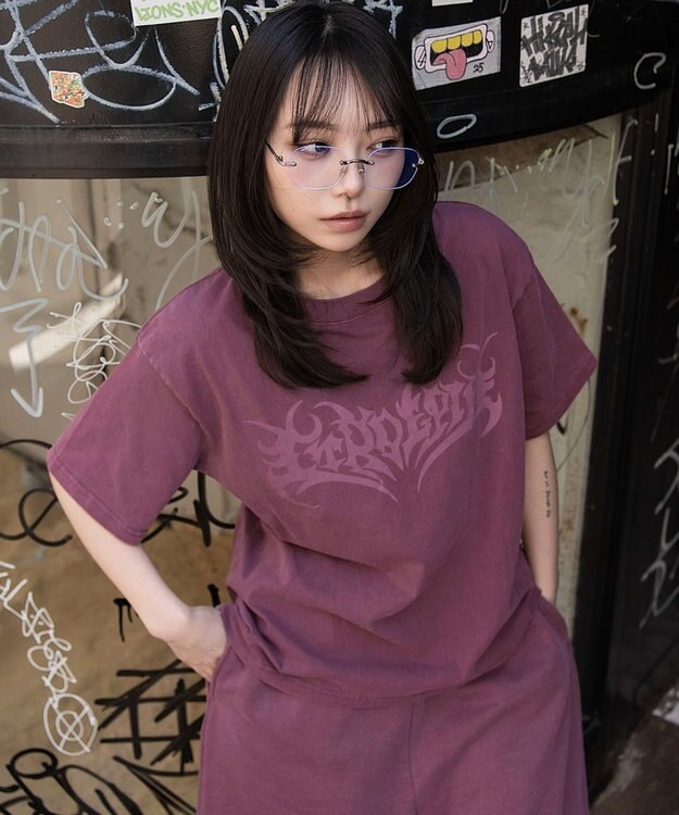 WEGO 【ユニセックス着用ITEM】ピグメントグラフィックT（SS） ピンク