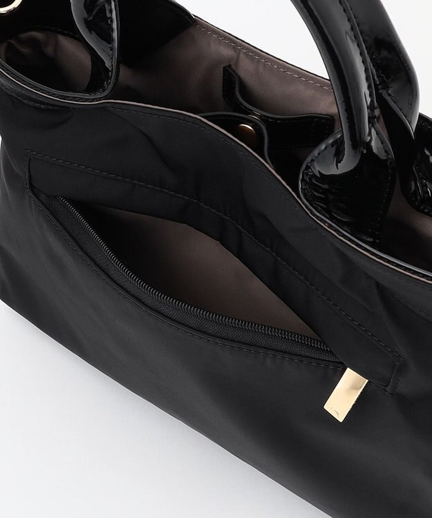 LA BAGAGERIE ツイルナイロン×エナメル 2WAYトートバッグ Sサイズ ブラック
