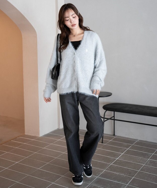 WEGO 【25年秋冬新作/WEB限定】別注USPOLOシャギーニットカーデ ブルー