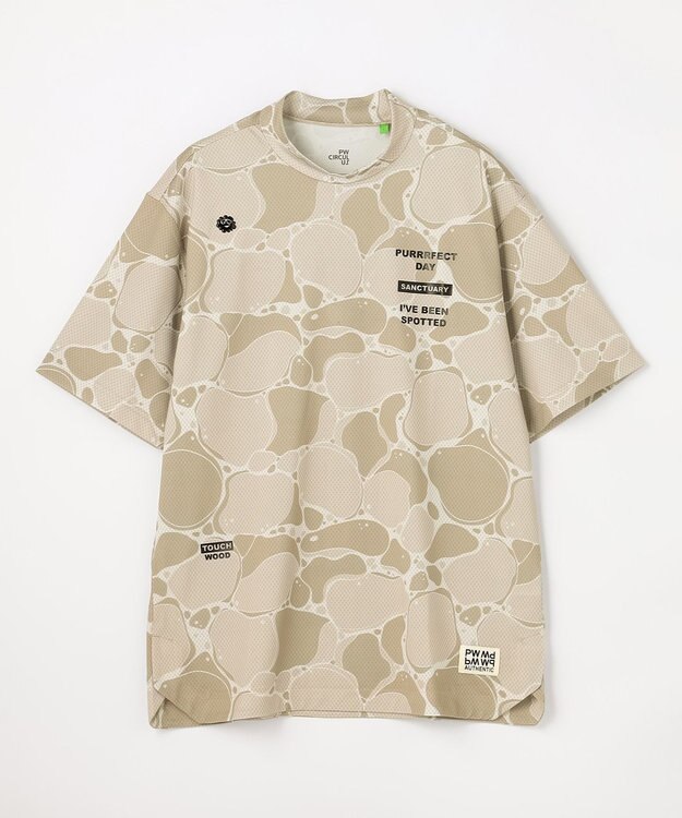 PW CIRCULUS 【MEN】WATER SURFACE プリントモックネックT ゴルフ ベージュ系5