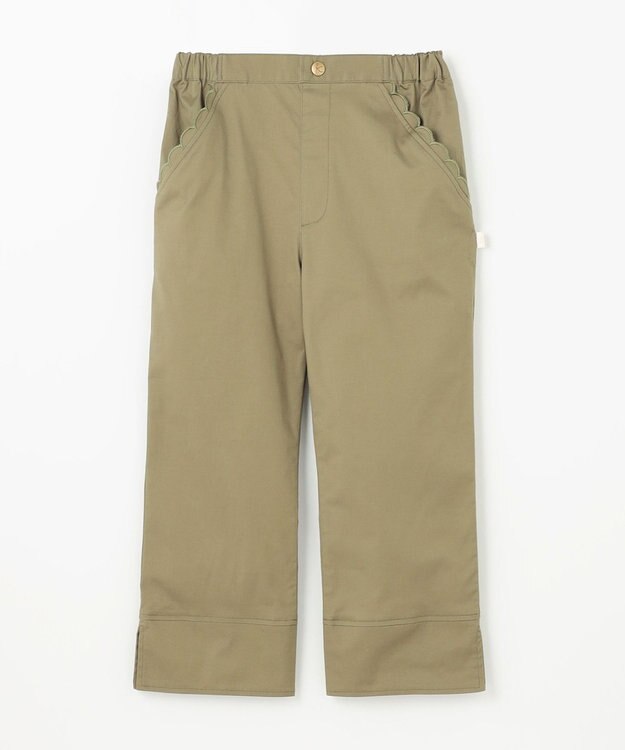 組曲 KIDS 【150-160㎝】スカラップポケット７分丈 パンツ カーキ系