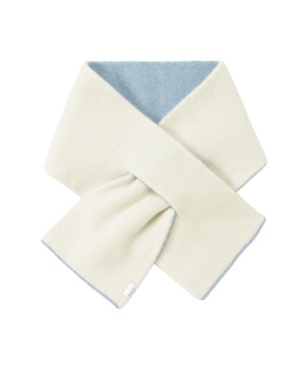 MOONBAT MACKINTOSH PHILOSOPHY(マッキントッシュ フィロソフィー）【ギフトBOX付】ウール100％ リバーシブル ニット マフラー ユニセックス 日本製 ペールスカイ